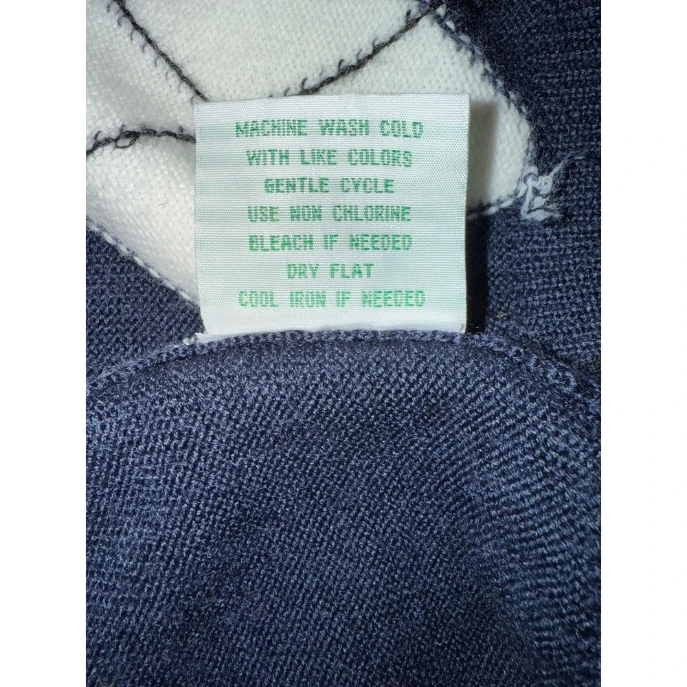 GolfKnickers.com Wool Blend Navy White Argyle V Neck Golf Sweater Vest XL Preppy